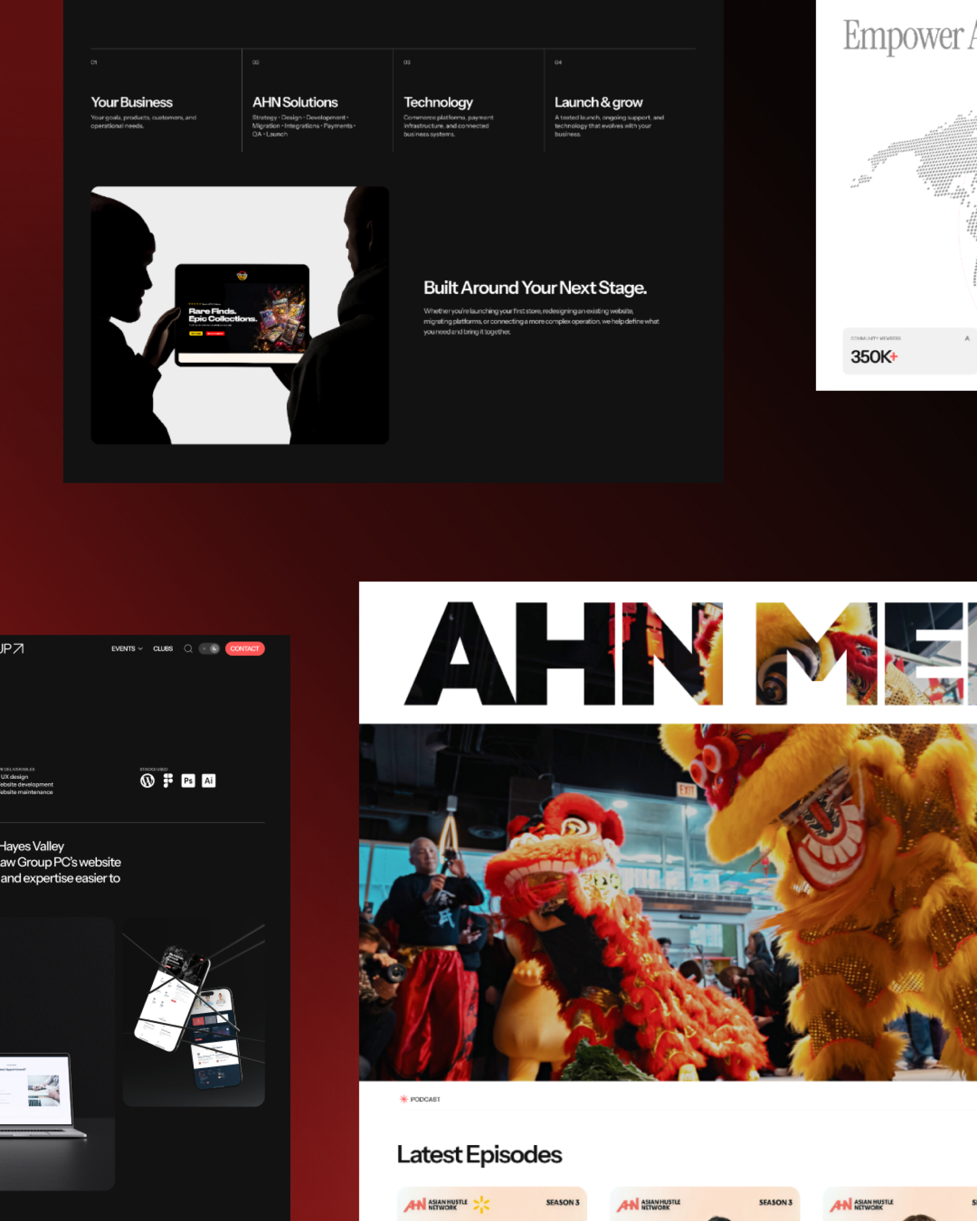 AHN dark-theme website details – left
