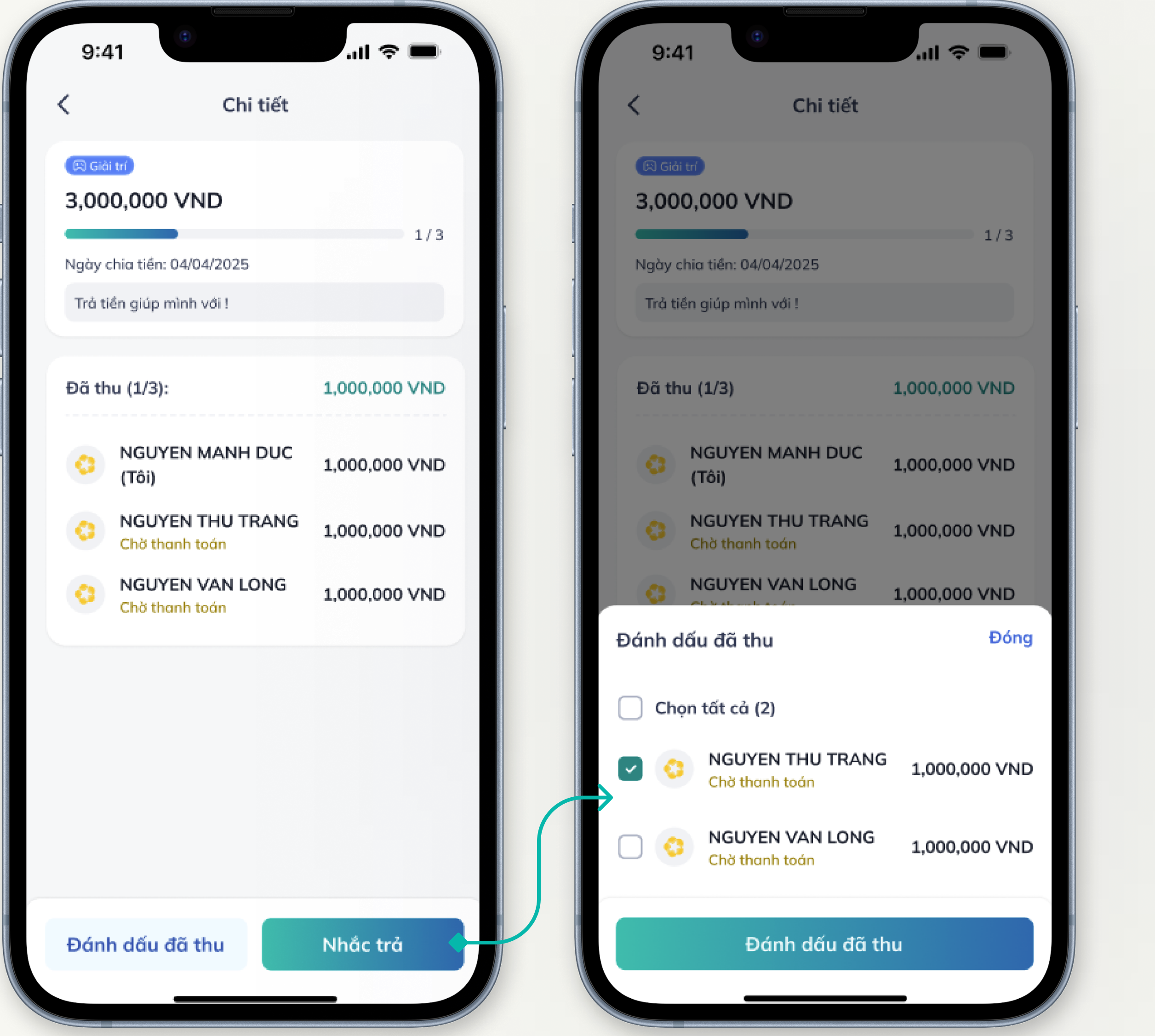 In this feature, the person who split the expense can easily track:Who has paidWho has not paidMark payments as collected through other methodsThis gives users better control, with