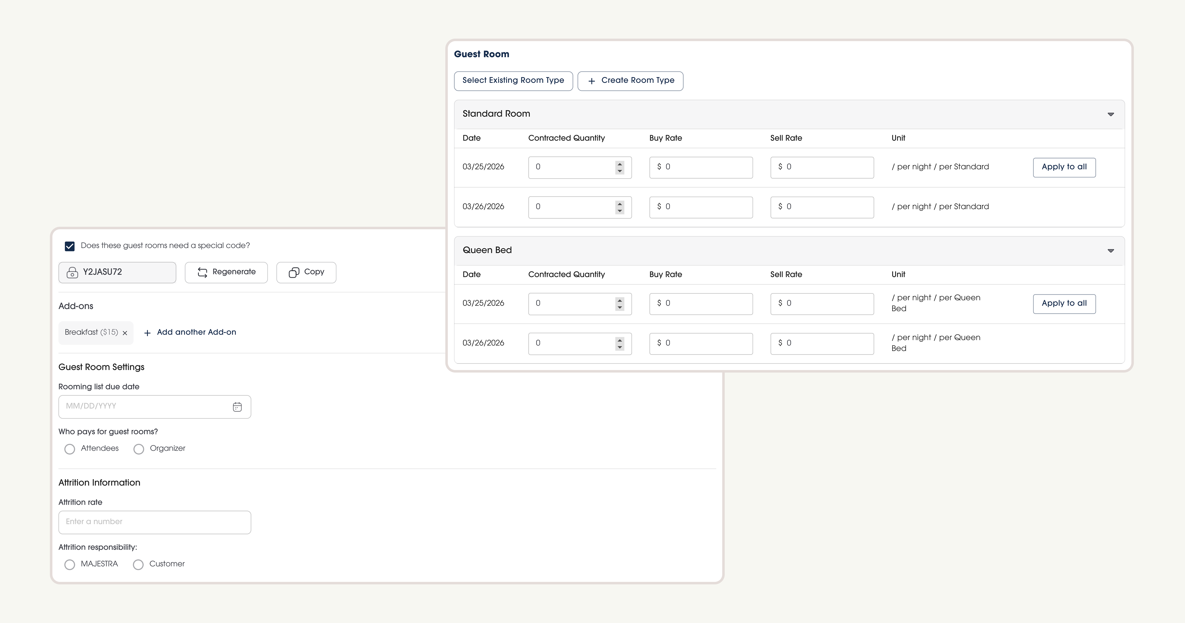 new featureRoom setup with nightly and contract rates